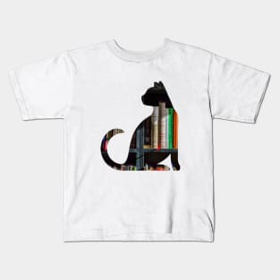 Cat in a book silhouette Kids T-Shirt